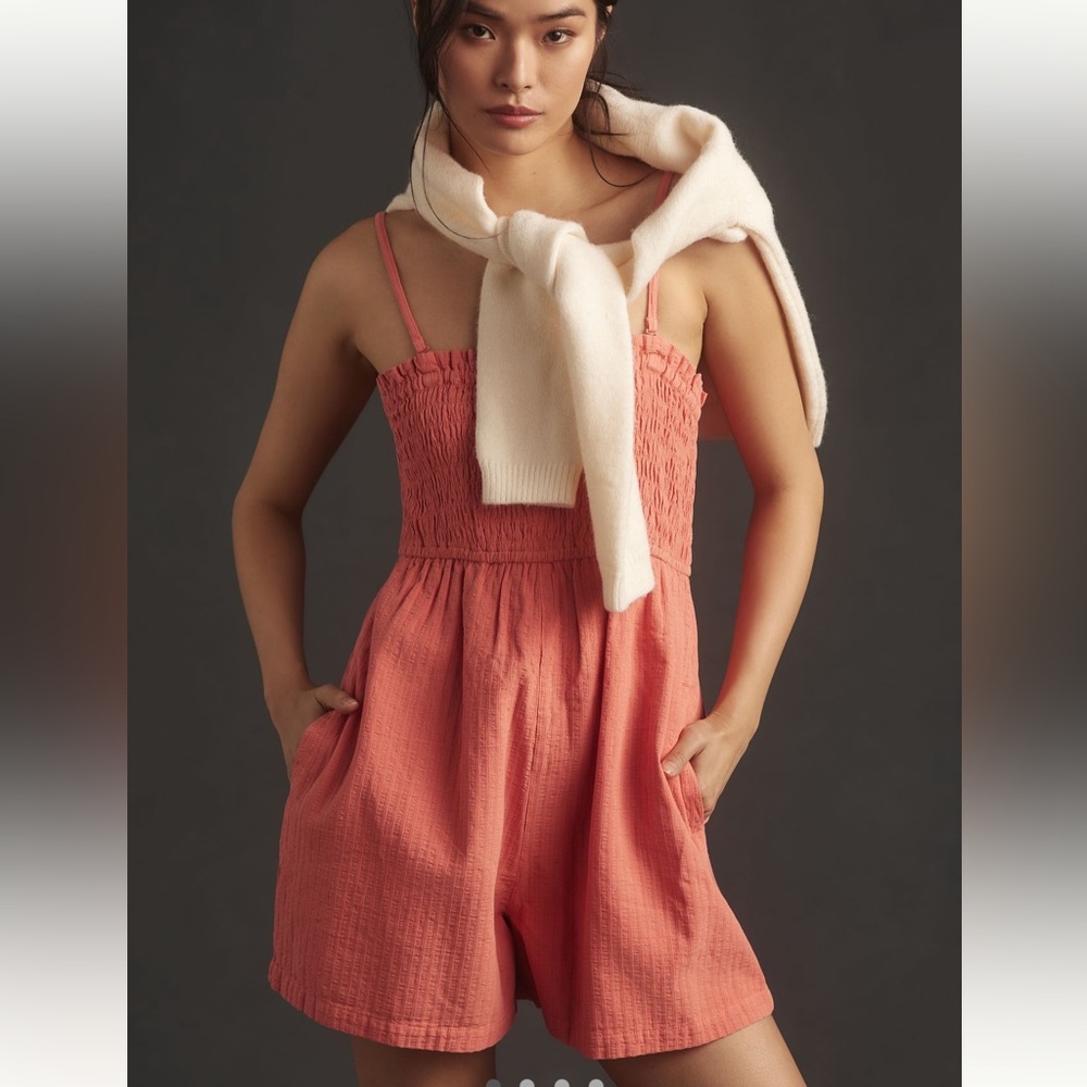*Anthropologie Pilcro Sleeveless Smocked Romper